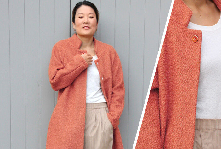 Superbe manteau de mi-saison en bouclette